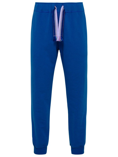 Lanvin Cotton Curb Sporty Trousers In Blue