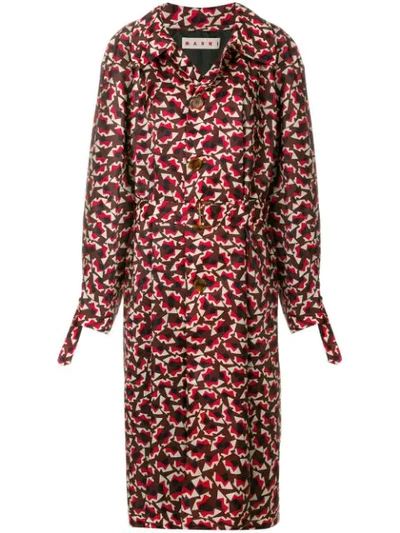 Marni Geometric Patterned Trench Coat In Henne