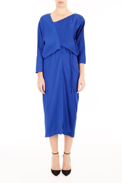 Marni Satin Midi Dress In Mazarine Blueblu