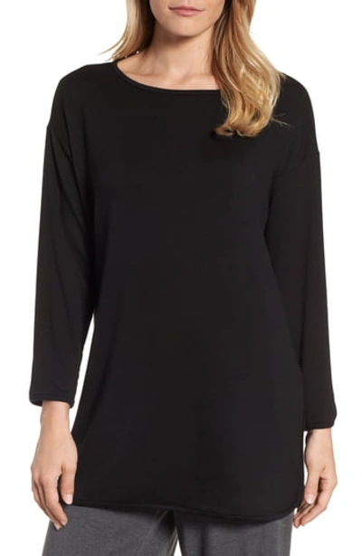 Eileen Fisher Terry Stretch Long-sleeve Top In Black