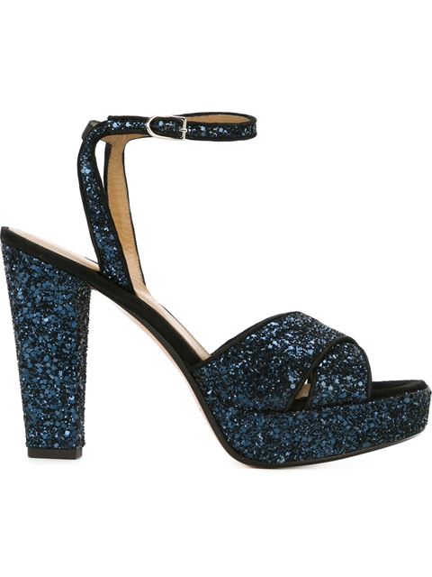 Sonia Rykiel Textured Platform Sandals In Dark Blue | ModeSens