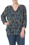 Nydj High/low Blouse In Fall Passage Navy