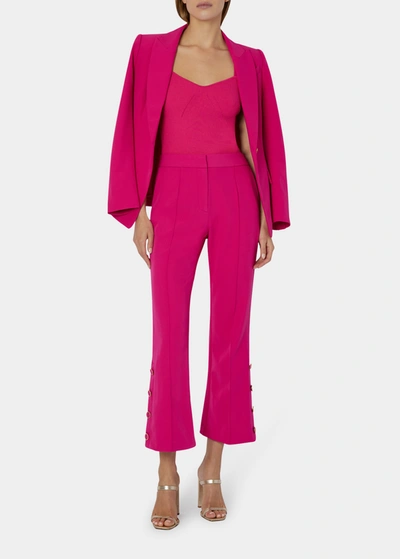 Milly Paige Button Cropped Flare Pants In Fuchsia