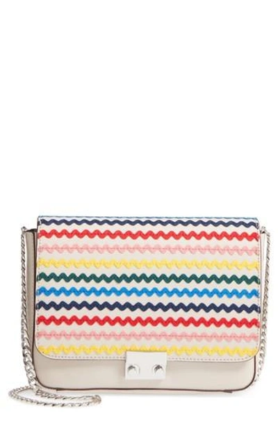 Loeffler Randall Lock Leather Flap Clutch/shoulder Bag - Grey In Stone/ Rainbow