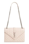 Saint Laurent Medium Envelope Calfskin Shoulder Bag In Marble Pink