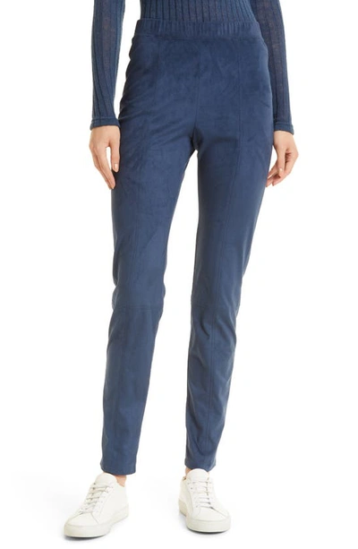 Max Mara Brera Faux Suede Pull-on Pants In Blue