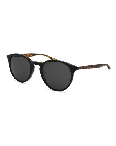 Barton Perreira Men's Princeton Dark Round Sunglasses In Black/amber