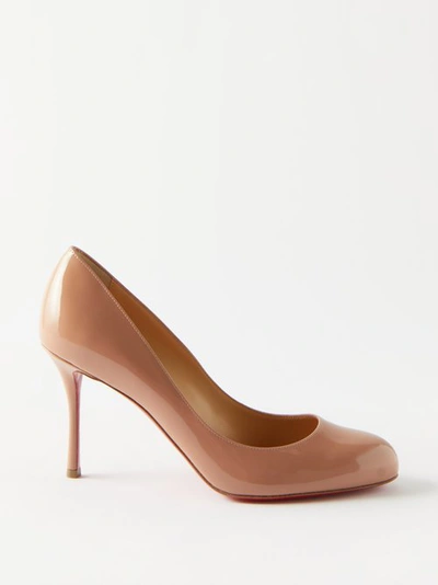Christian Louboutin Dolly 85 Patent Leather Pumps In Nude