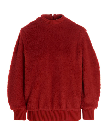 Max Mara Carmine Wool-blend Teddy Sweatshirt In Red