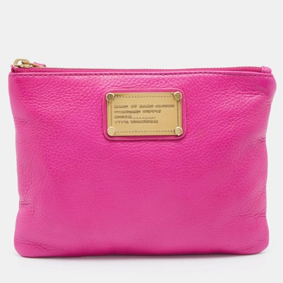 Pre-owned Marc By Marc Jacobs Pink Leather Classic Q Wristlet Clutch