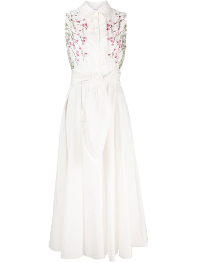 Giambattista Valli Collared Sleeveless Midi Dress In White