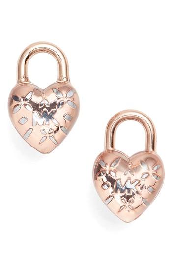 michael kors padlock earrings rose gold