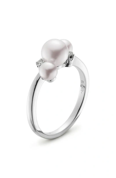 Mikimoto Pearl & Diamond Ring In White Gold