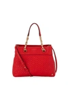 Tory Burch Fleming Small Quilted Leather Tote Bag In Exotic Red/gold