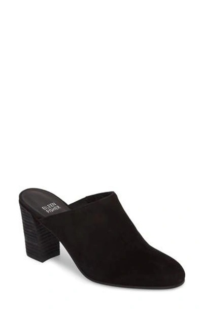 Eileen Fisher Prana Mule In Black Suede