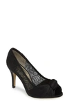 Adrianna Papell Francesca Knotted Peep Toe Pump In Black Satin