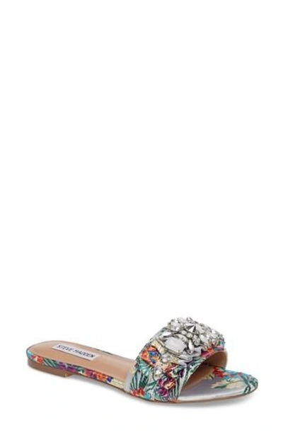 Steve Madden Pomona Crystal Embellished Slide Sandal In Silver