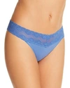 Natori Bliss Perfection Lace-trimmed Thong In Berry Blue