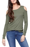 Sanctuary Bowery Cold Shoulder Thermal Tee In Fatigue