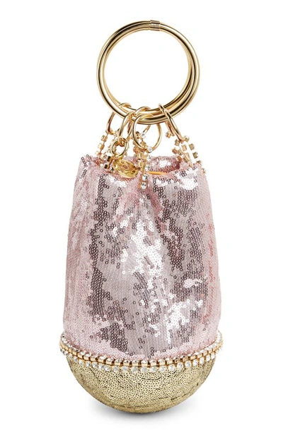 Rosantica Ghizlan Crystal-embellished Sequinned Handbag In Gold Pink
