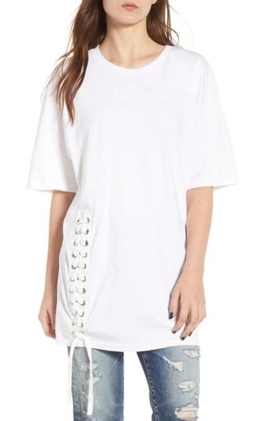 Kendall + Kylie Lace-up Tee In Bright White