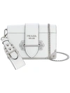 Prada Small Cahier Polished Leather Bag In White