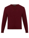 Prada V-neck Cashmere Sweater In Burgundy