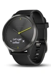 Garmin Vivomove Hr Black Silicone Strap Hybrid Smart Watch 43mm In Black/ Black/ Black