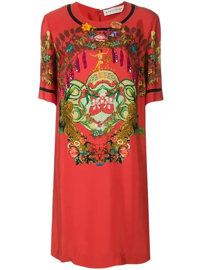 Etro Silk Printed Dress In Red