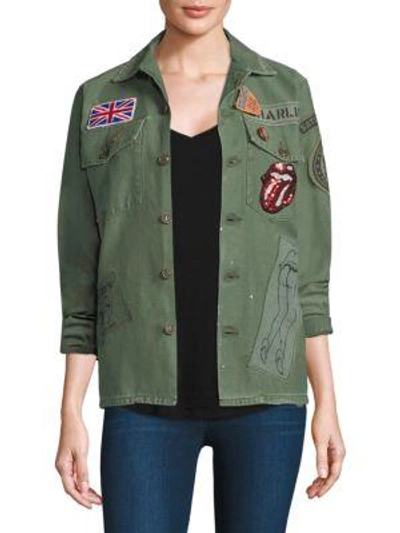 Madeworn Rolling Stone Sequin Patch Army Jacket In Army Green