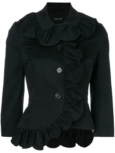 Simone Rocha Scallop Frilled Fitted Jacket In Black