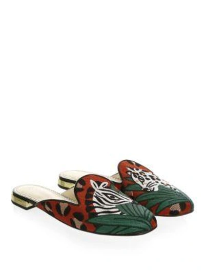 Charlotte Olympia Women's Animal Kingdom Embroidered Mules In Multi Color