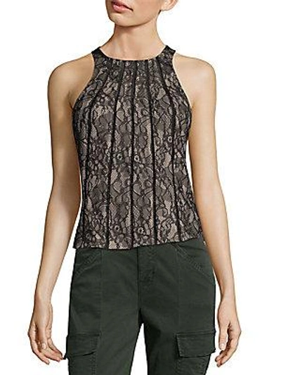 Haute Hippie Lace Embroidered Top In Black