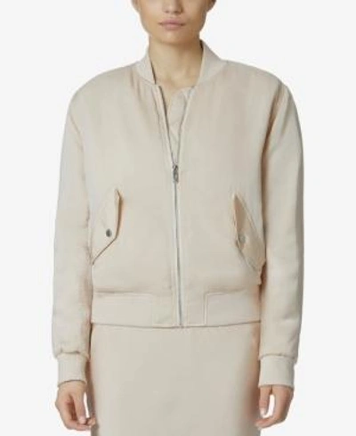 Avec Les Filles Collarless Bomber Jacket In Pale Peach