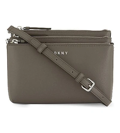 Dkny Bryant Park Leather Cross-body Bag In Grey