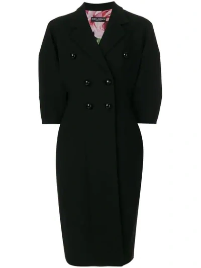 Dolce & Gabbana Double Breasted Bell Sleeve Coat In Black
