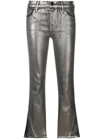 J Brand 3 Foiled Cropped Skinny Trousers In Grey