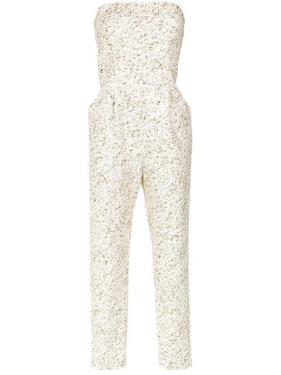 Andrea Marques Printed Bandeau Jumpsuit In Neutrals