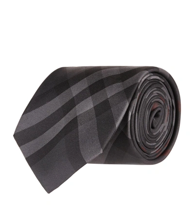 Burberry Check Tie In Grey