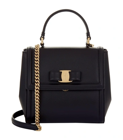 Ferragamo Small Carrie Leather Bag In Black