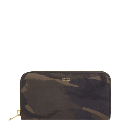 Tom Ford Camo Print Wallet In Green