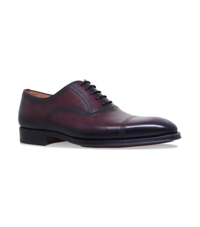 Magnanni Domino Leather Oxford Shoes In Wine