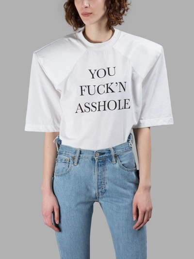 Vetements White 'you Fuck'n Asshole' Football Shoulder T-shirt | ModeSens