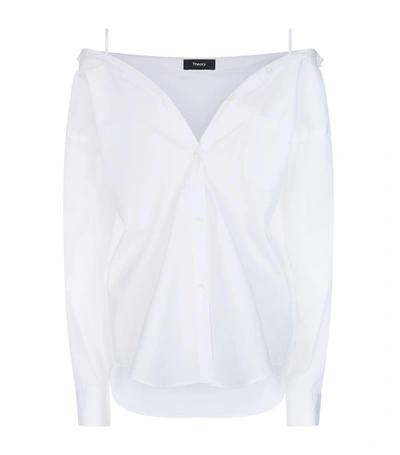 Theory Tamalee Off-the-shoulder Shirt In White