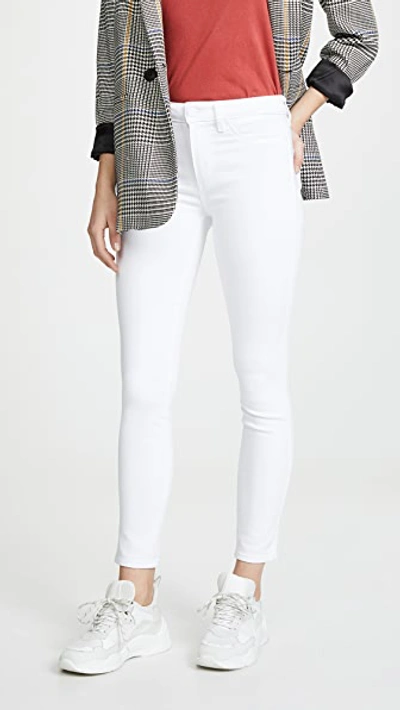 Paige Verdugo Mid-rise Skinny Jeans W/ Angled Zip & Raw Hem In White