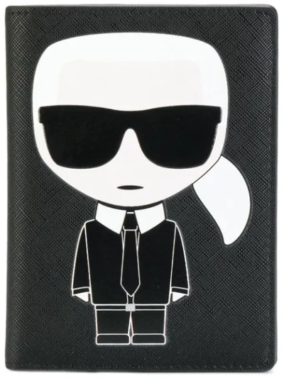 Karl Lagerfeld K/ikonik Faux Leather Passport Holder In Black