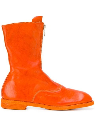 Guidi Panelled Zipped Boots - Orange