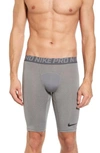 Nike Pro Compression Shorts In Carbon Heather/ Grey/ Black