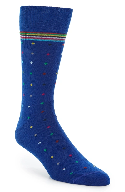 Paul Smith Diamond Stripe Socks In Blue