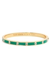Kate Spade Crystal & Enamel Hinge Bangle In Green
